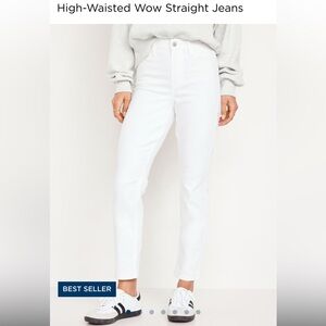NWT Old Navy High Waisted Straight Jeans 6, white